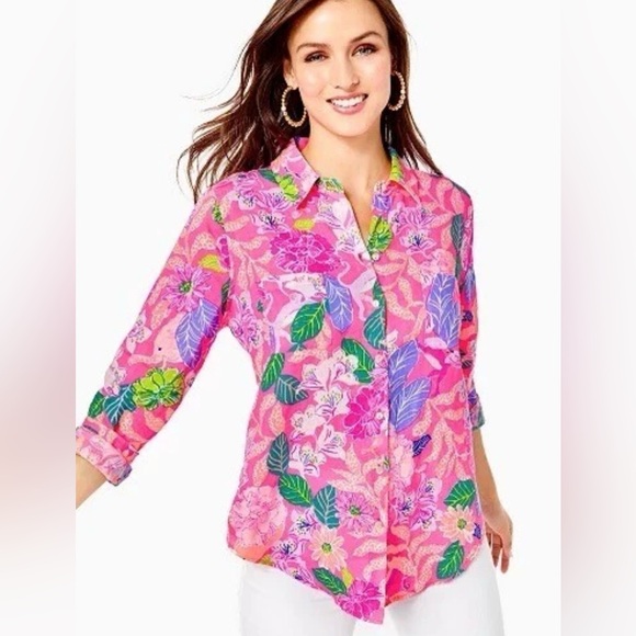 Lilly Pulitzer Tops - Lilly Pulitzer Sea View Linen Button Down Top Shirt Pink
Isle Best Of Friends XL